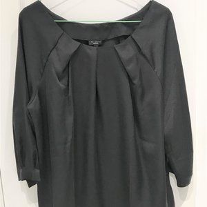 Talbots Women Black Pleated 3/4 Sleeve Blouse Tunic Size 16